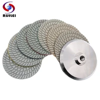 7pcs 5 inch diamond wet polishing pad white 125mm flexible grinding wheels for granite marble stone spin type sanding disc