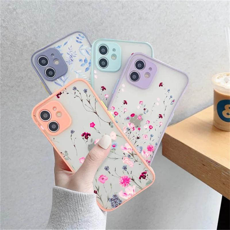 vintage leaves flower phone case for iphone 12 11 13 pro max 12mini x xr xs max 8 7 plus se 2020 camera protection hard pc coque free global shipping
