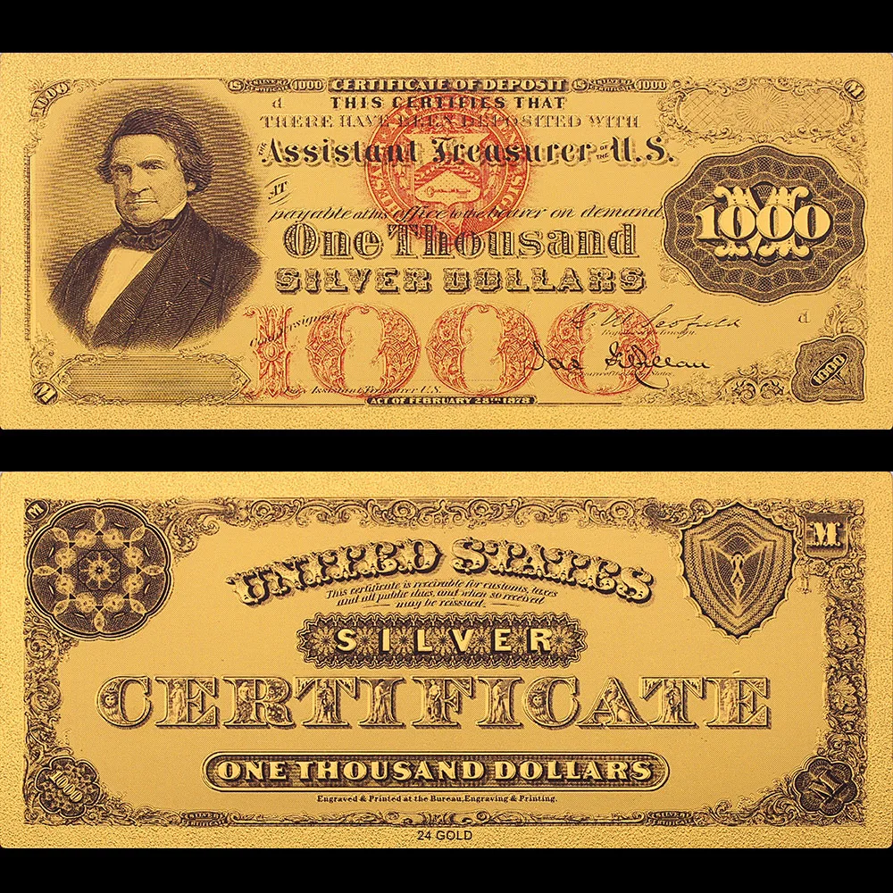 Коллекционная памятная монета 1878 доллар США 1000 банкнота 24k позолоченная
