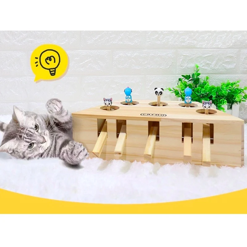 Прекрасный Деревянный Интерактивная кошка собака игрушка поймать Охота Мышь