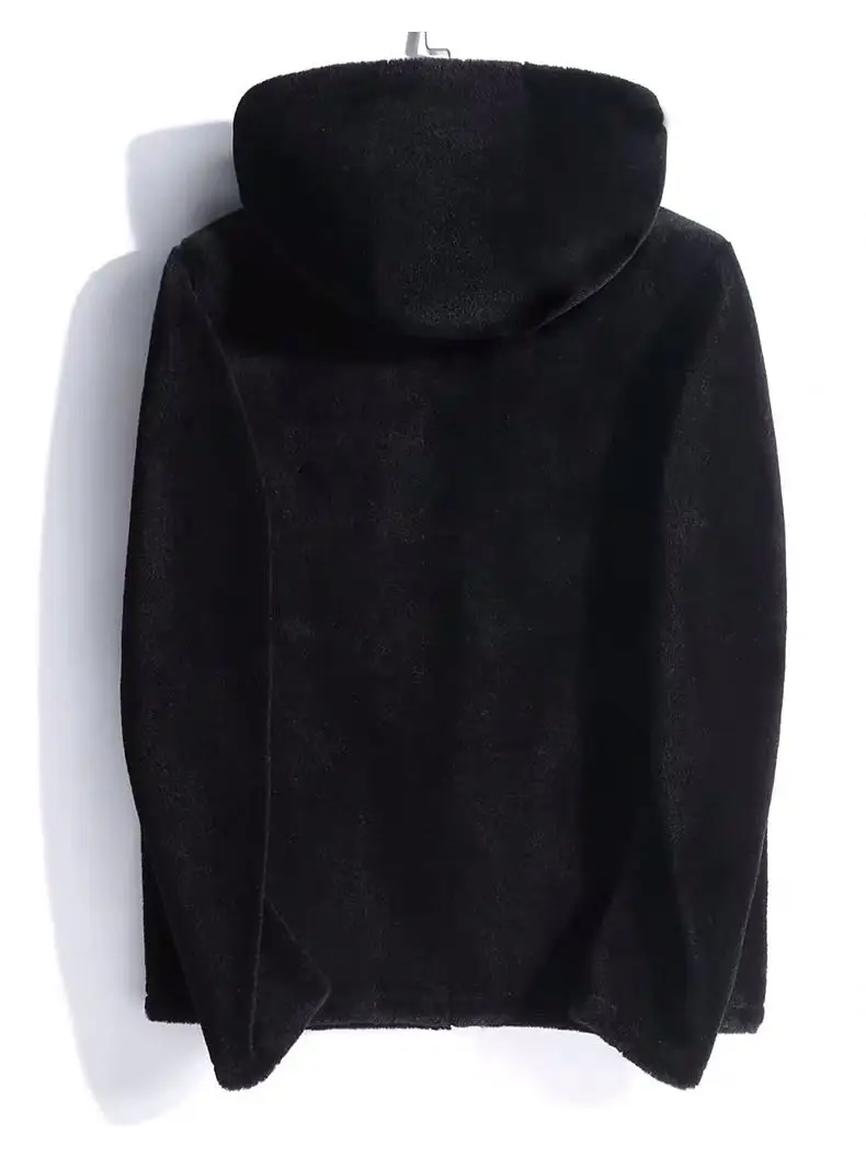 Шуба мужская из овчины с капюшоном короткая шуба искусственного меха 20100 |