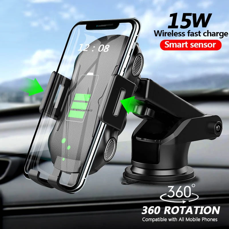 

Car Wireless Charger for iPhone 13 12 11 Pro Samsung Xiaomi 10W Induction Car Mount Fast Wireless Charging with Car Phone Holder
