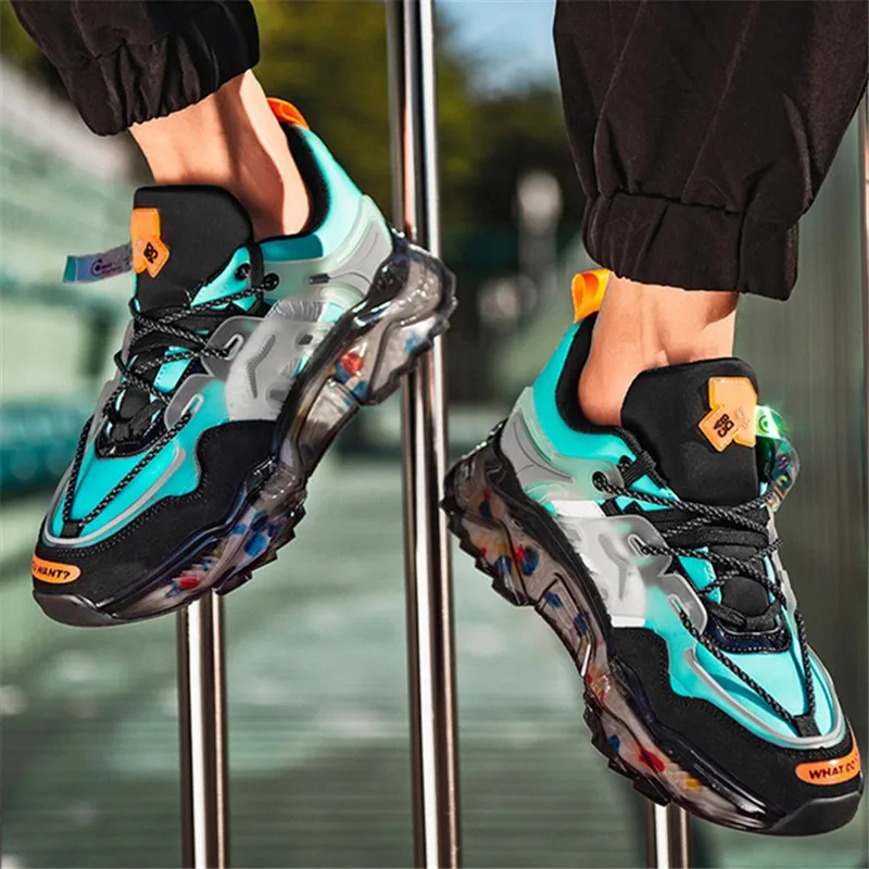 

2021 Mesh Men's Flat Sneakers Fashion Brand Breathable Men Shoes Casual Comfortable Man Chunky Sneakers Plus Sizes 39-45