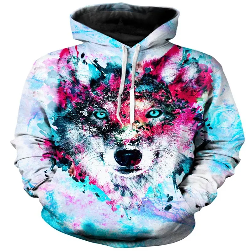 

Fashion Wolf Painted pullover 3D Printed Men Zip Hoodies Harajuku Streetwear Autumn Long sleeve Sweatshirt Tracksuit MAN JACKET