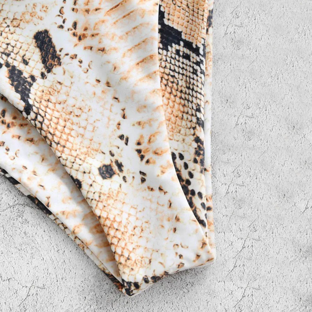 Women Sexy Snakeskin O-ring Lace-up Bikini Swimsuit Bathing Beachwear Summer Swimming pool Sea harmless swimwear | Женская одежда