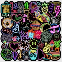 103050 pcs neon lights love skeleton poster stickers fridge phone laptop luggage wall notebook graffiti kids toys gifts