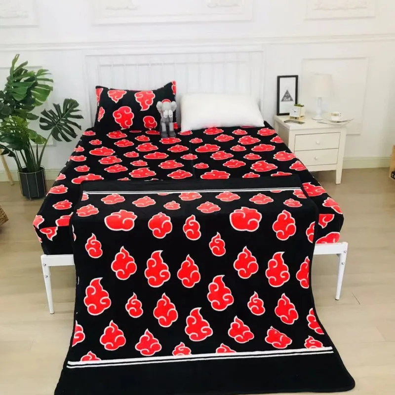 Manta de felpa de Hokage Narutoes Akatsuki para ni&ntilde;os, manta suave y c&aacute;lida de lana de Coral para el hogar, 200x150cm, para invierno-2