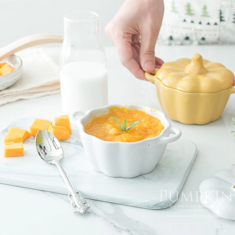 Керамическая миска для супа с крышкой ручкой салата фруктов духовки кухни форма