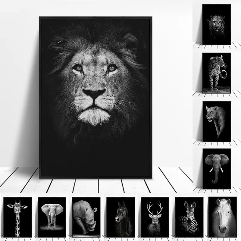 

Canvas Painting Animal Wall Art Lion Elephant Deer Zebra Posters Prints Wall Pictures for Living Room Decoration Home Decor