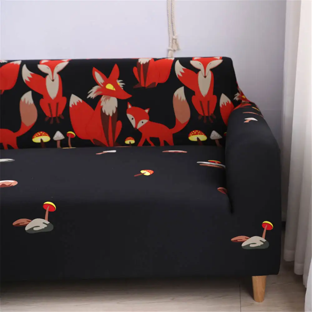 Черный эластичный чехол для дивана в гостиную с цветами мягкие элегантные чехлы