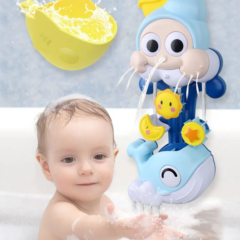 

Детская летняя одежда игрушки для ванной струи воды в виде Кита оборачиваться игра океан Ванная комната для игры в воде душ с присоской хоро...