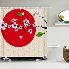 Штора для ванной в японском стиле с цветами и птицами, шторы для душа с 3d-рисунком цветов, водонепроницаемая ткань, украшение для дома