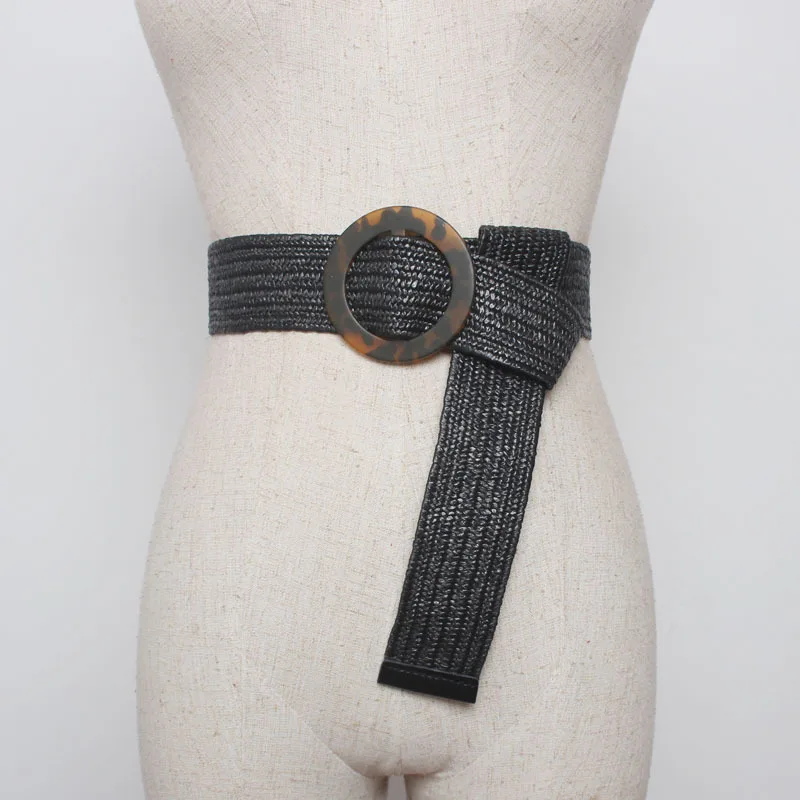 Женский винтажный плетеный ремень BZ05 трикотажный веревочный из дерева с