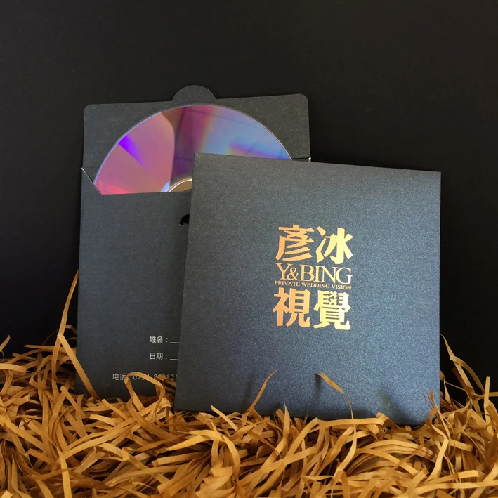 50 шт. черный жемчуг бумажный CD/DVD диск сумка горячее золото на заказ черный/красный жемчуг бумага персональный музыкальный альбом фото свадебный видео диск коробка