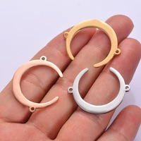 10pcs 3 colors stainless steel moon charms connectors jewelry accessories fit women diy bracelet pendant necklace 23 5x30mm