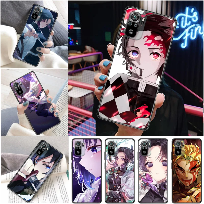 

Demon Slayer Kimetsu No Yaiba Agatsuma Zenitsu Kamado Tanjirou Kamado Nezuko Phone Case For Xiaomi Redmi Note 10 10T Pro Coque