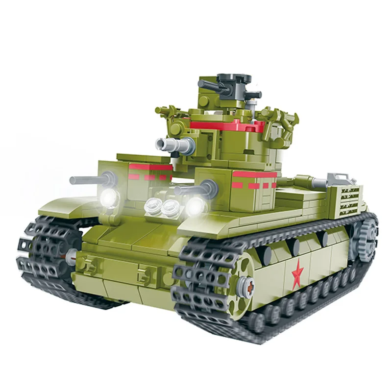 

744PCS Military WW2 Soviet Russia T-28 Medium Tank Block DIY Army Vehicle Building Bricks Toy For Boys Children