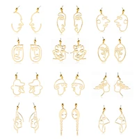 european american hot sale face earrings collection a variety of personality popular alloy cartoon expression hollow earrings