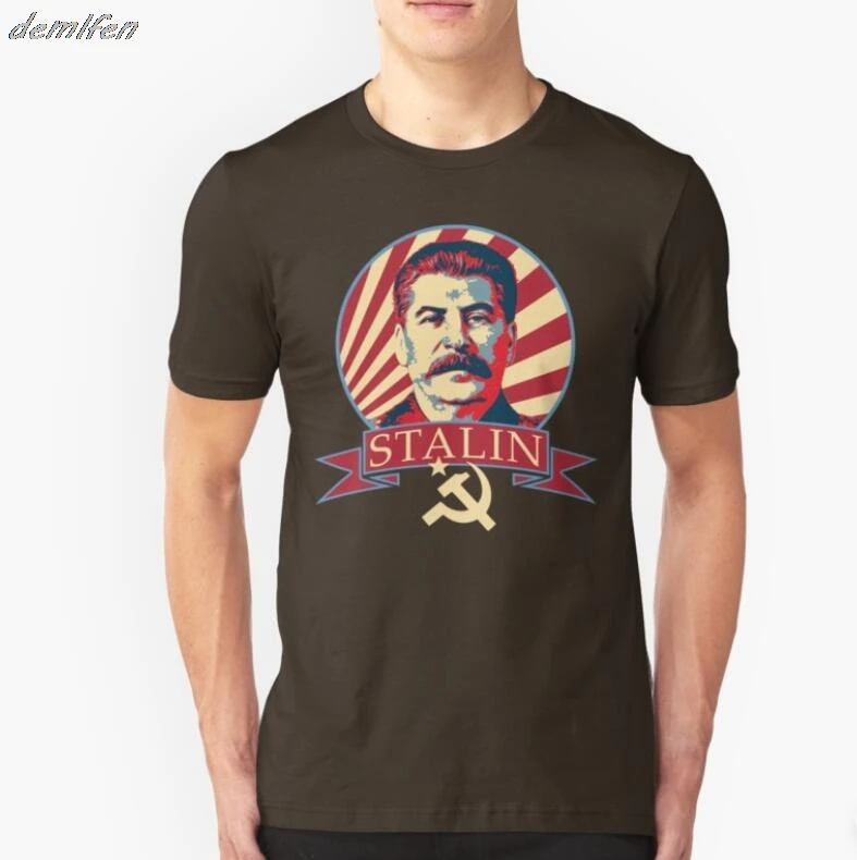 Сталин Коммунистическая пропаганда футболка Для мужчин короткий рукав Футболка