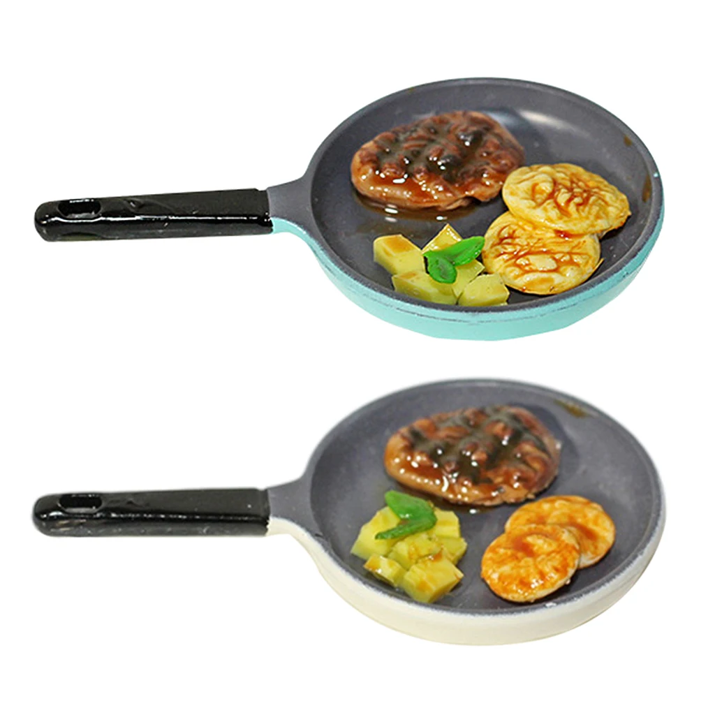 

1/12 Dollhouse Modern Steak Fry Pan Saucepan Kitchen Cookware Furniture Toy