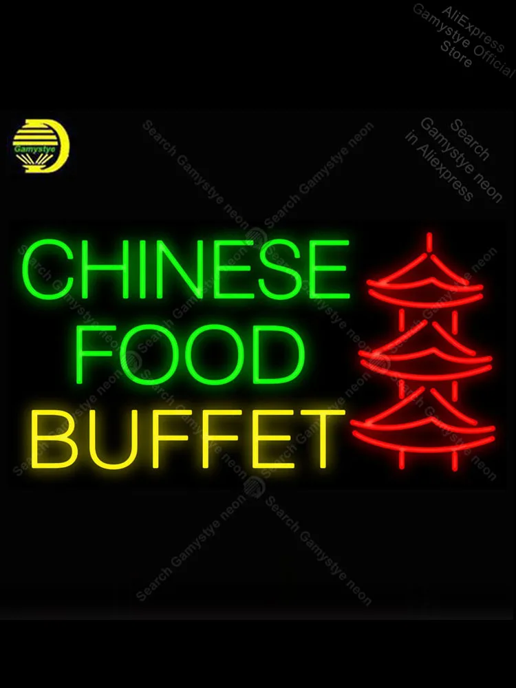 

Chinese Food Buffet Pagoda NEON LIGHT SIGN Neon Window Lights Affiche Neon Lighted Garage Signs Shops Display Recreation Room