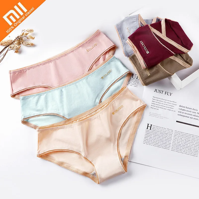 Xiaomi 3 вещи в комплекте хлопковая женское нижнее белье сексуальное кружевное