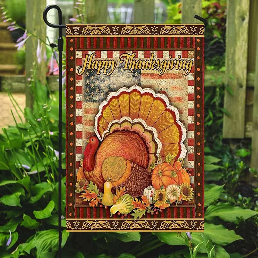 Флаг Турции и Америки на День Благодарения с односторонней печатью праздничное