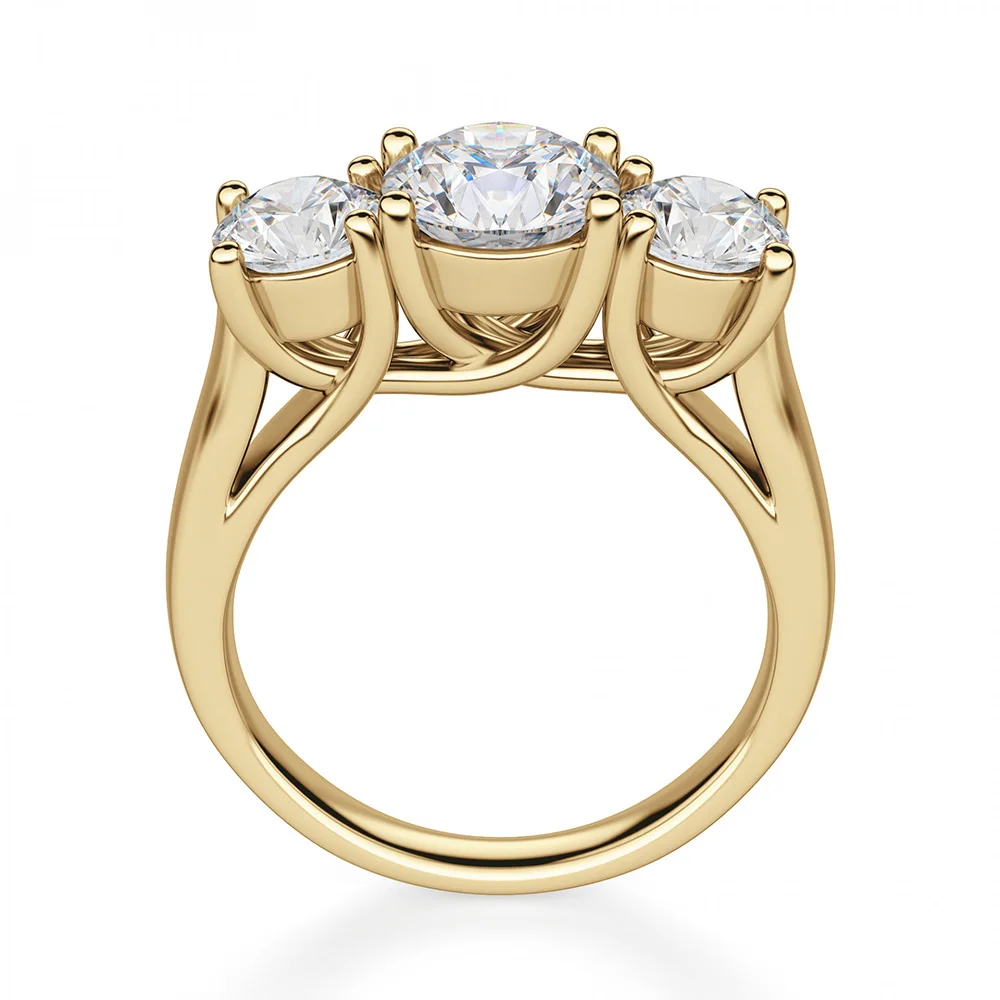 14K белое или желтое золото центр 2ct 8 мм D E цвет Moissanite 4CTW три камня обручальное кольцо для женщин