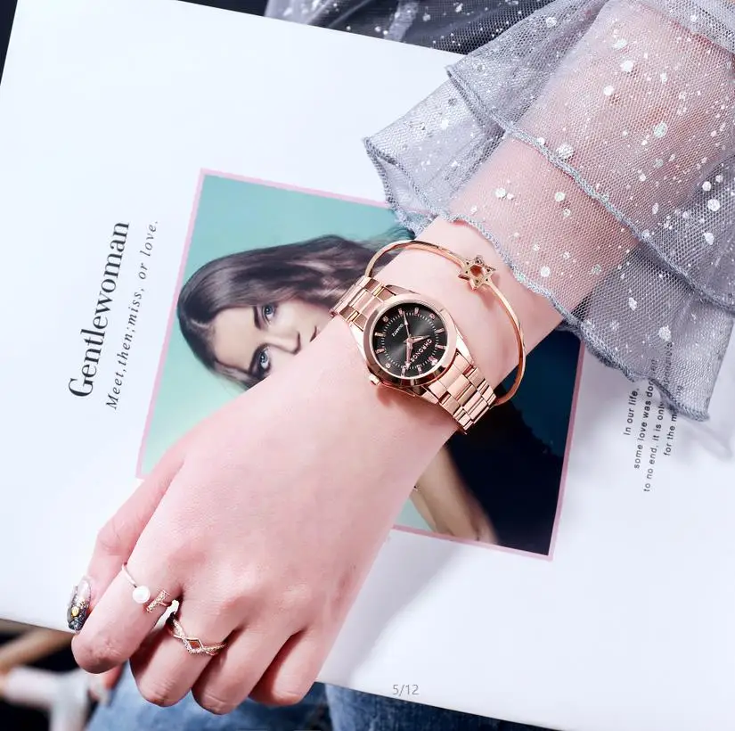 Фото Женские часы CHRONOS, роскошные модные кварцевые часы круглой формы с ремешком из нержавеющей стали, водонепроницаемые наручные часы CH32 №3