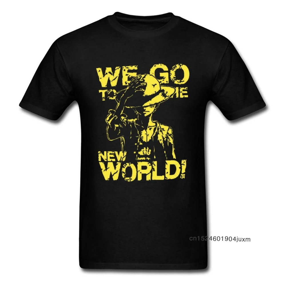 

Japan Street T-shirt Men One Piece Tshirt Straw Hat Luffy T Shirts Anime Figure Design Tops We Go To The New World Pirates Tees