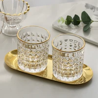 300ml water cups golden rim transparent glass cup simple bar beer cups coffee milk tea juice mug summer cold drink tumbler