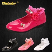 toddler girl princess lace shoes pu leather sandals flower girl shoes for wedding party pink white black party performance shoes