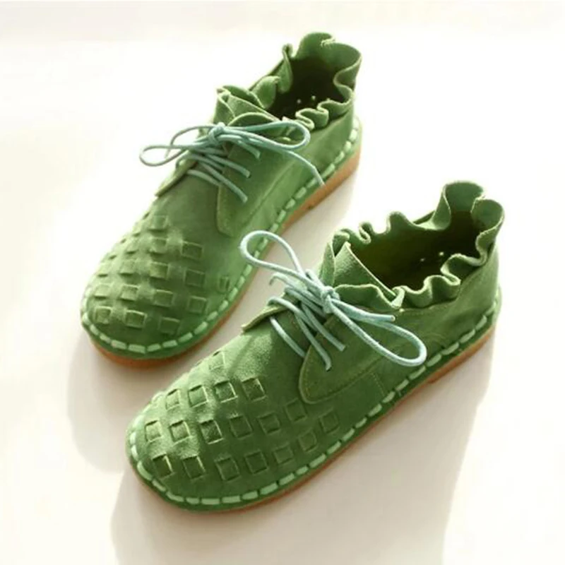 

new 2021 Head layer cowhide pure handmade weave shoes lady the retro art mori girl shoes lady Casual shoes 2color