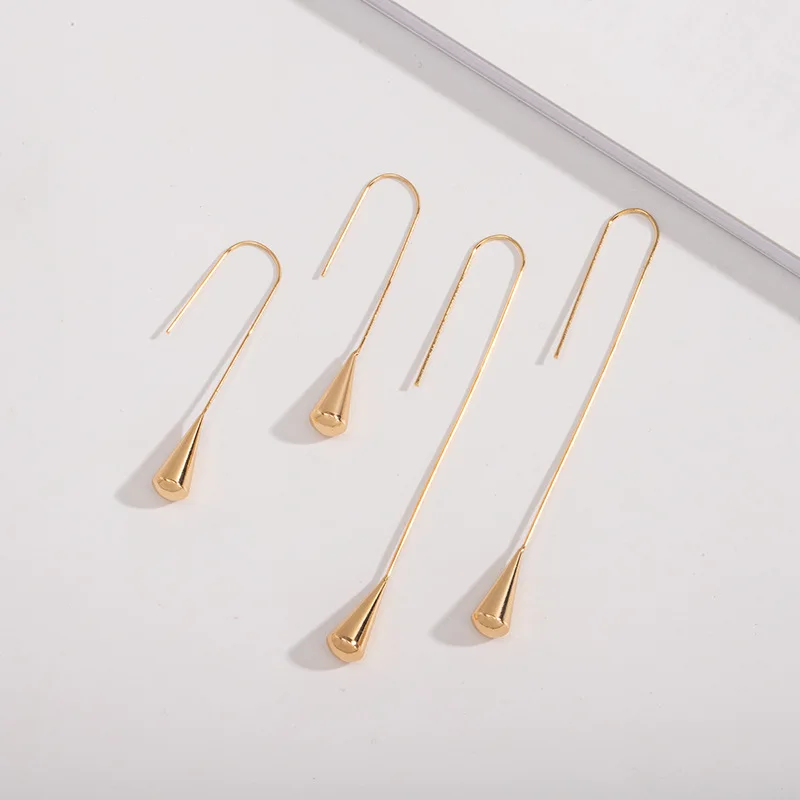 

Minimal Dainty Long/short Water Drop Earrings Teardrop Minimalist Jewellry for women Dangle Bar Ear Hook Earring IL30FI