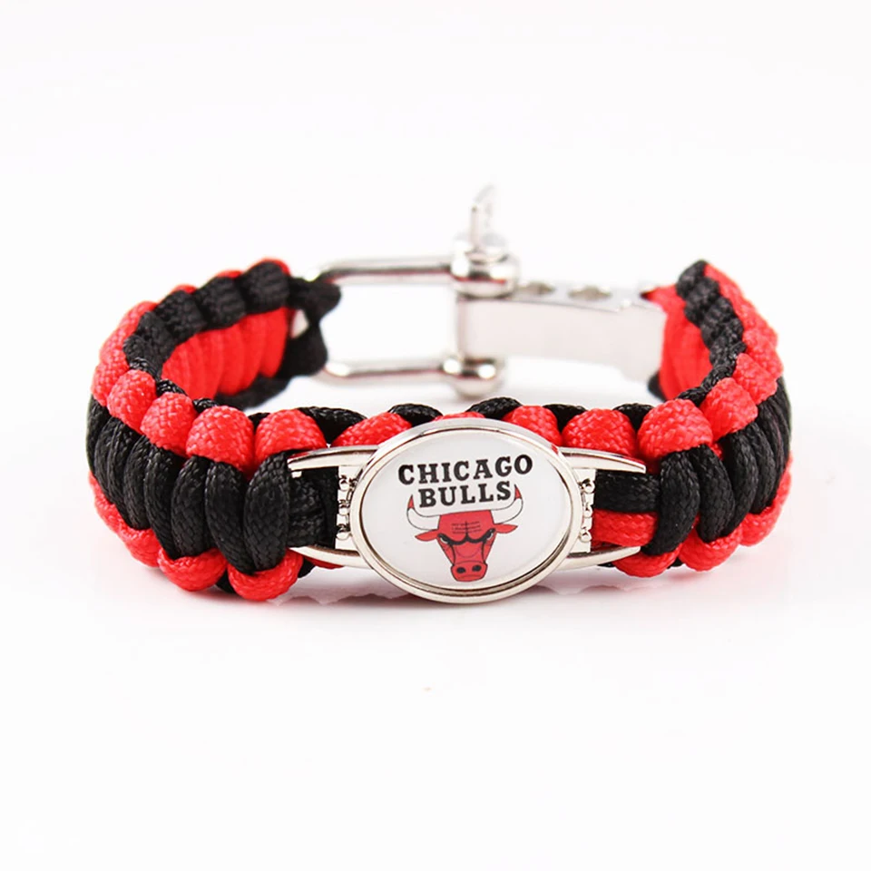 Black-Red-1 Вязаный браслет для баскетбола, Модный Цветной веревочный плетеный браслет знаменитой баскетбольной команды, очаровательный мужской браслет, мужские ювелирные изделия - Окраска металла: Black-Red-1