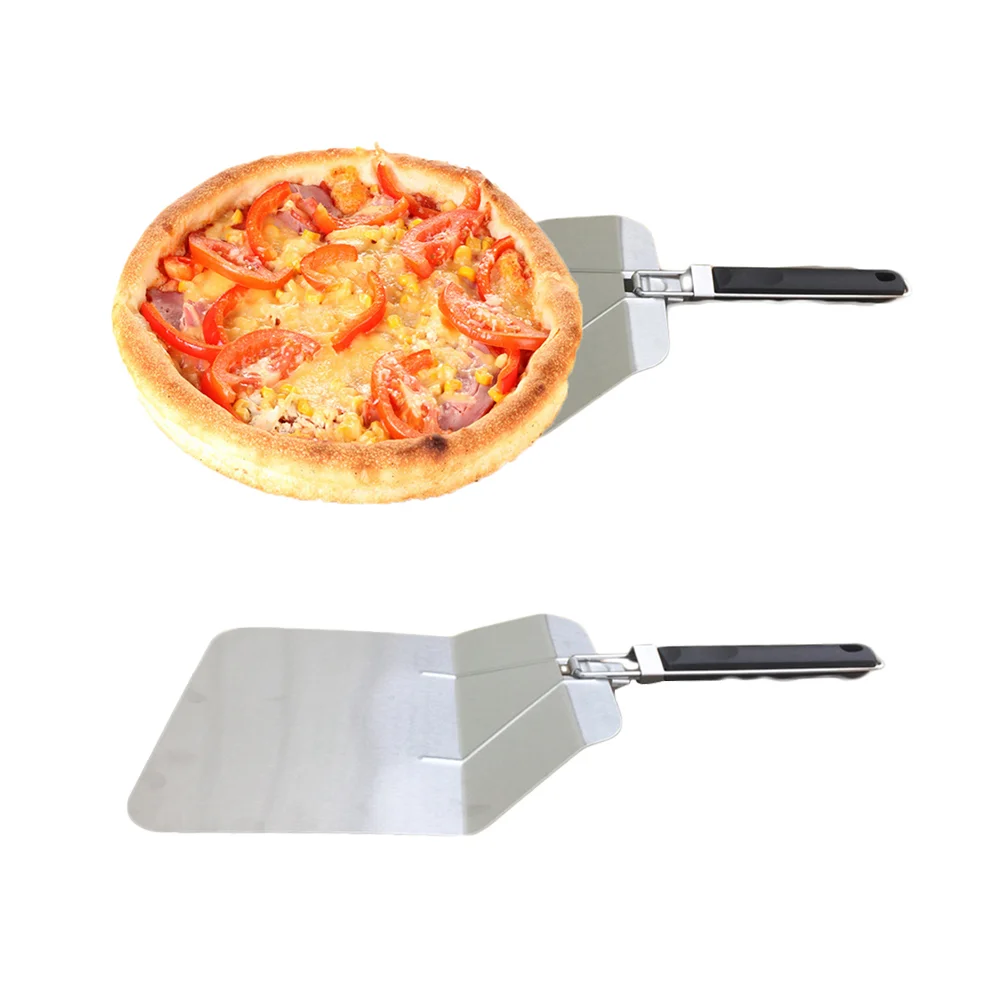 

Silver Stainless Steel Pizza Transfer Shovel Foldable Square Shaped Cake Spatula Lifter Pizza Server Baking Accessories for