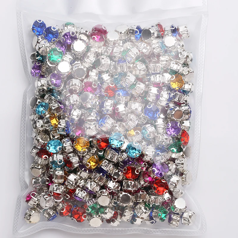 Ресен 8 мм акриловые 3D Серебристые коготь стразы разноцветные пластиковые камни