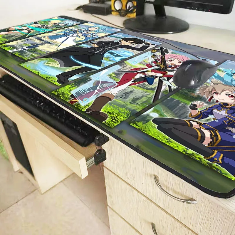 Большой коврик для мыши Mairuige Sword Art Online с фиксируемыми краями игровые коврики