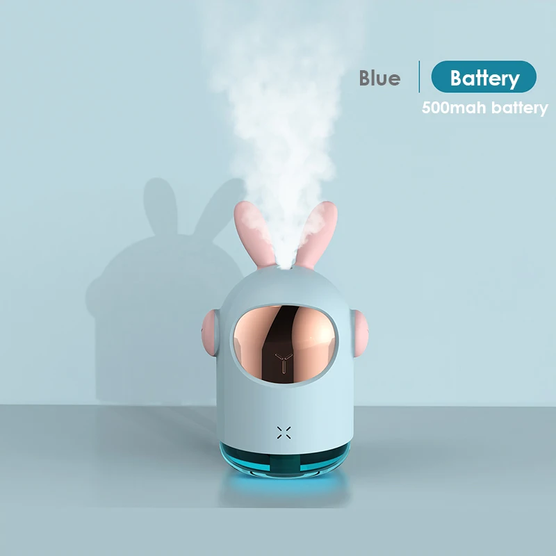 Blue Battery 350 мл космический кролик, увлажнитель воздуха, цветной Ночной светильник, настольный водный диффузор, 500 мА/ч аккумулятор, портативный распылитель - Цвет: Blue Battery