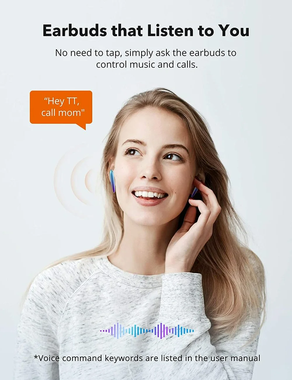 TaoTronics SoundLiberty 80 Bluetooth Earphones Wireless Earbuds TWS AptX IPX7 Waterproof Earphone with AI Noise Canceling Mic enlarge