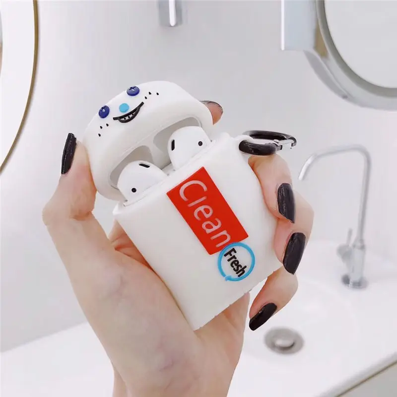 3D зубная паста чистый свежий силиконовый чехол для Apple Airpods Bluetooth наушники