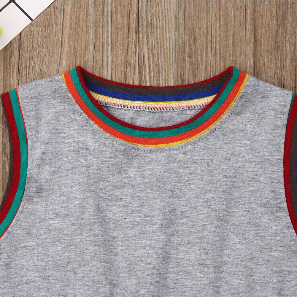 Новый комплект из 2 предметов: майка и шорты в полоску для маленьких мальчиков