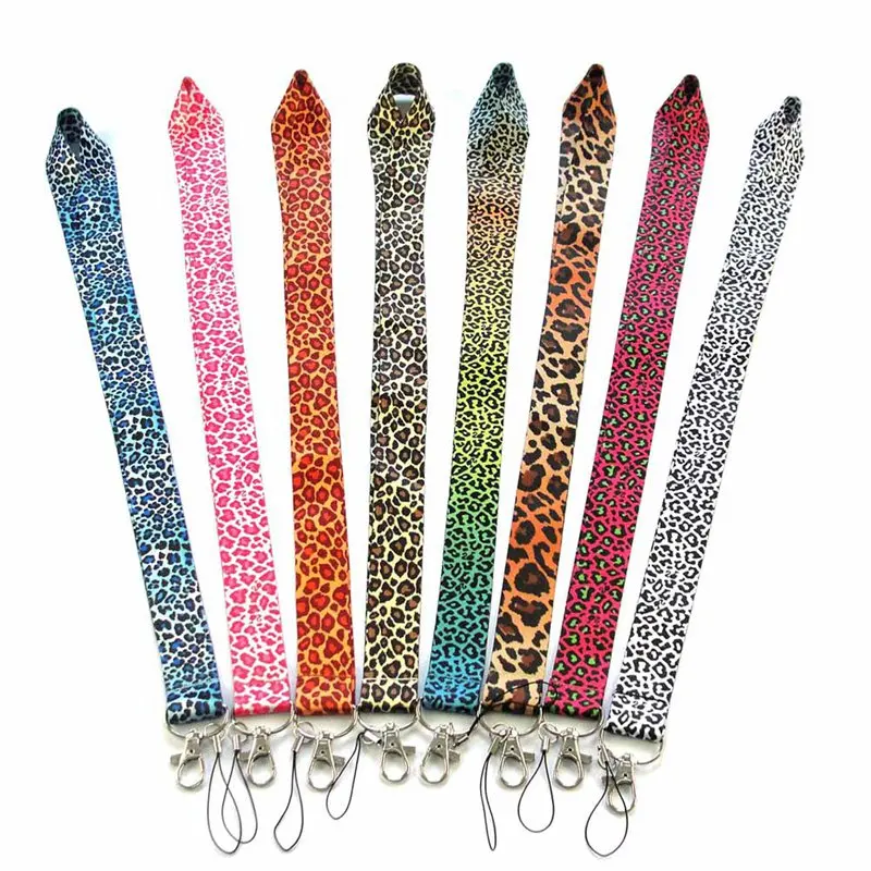 

Cheetah ID Badge Holders Animal Phone Neck Straps With Keyring Fashion Personality Nylon Straps Leopard Printed Key Lanyard