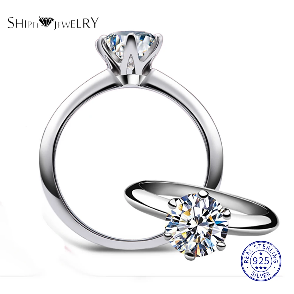 Shipei 1.4ct созданное Moissanite кольцо для женщин 100% Серебро 925 пробы драгоценный камень