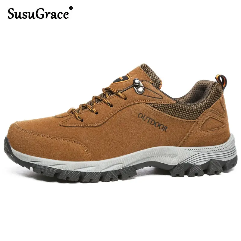 

SusuGrace новая походная обувь водонепроницаемые кроссовки для мужчин кожаные треккинговые ботинки женские походные охотничьи мужские горные ...
