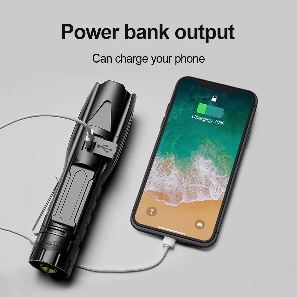 

460000LM XHP100 powerful tactical flashlight torch light usb led flashlight rechargeable USB 18650 26650 lantern xhp90 xhp70