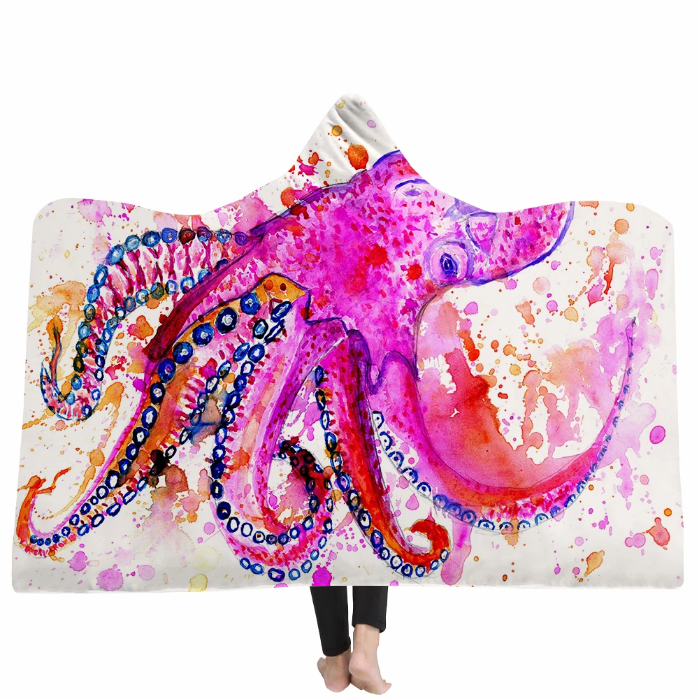 Одеяло с капюшоном s осьминог Волшебная Шляпа одеяло мягкое полиэфирное шерпа