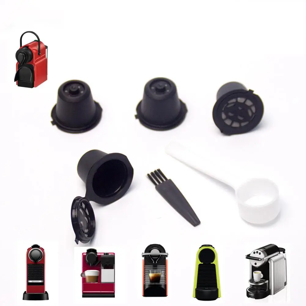 Многоразовый многоразовый фильтр для кофемашины Nespresso с ложкой и щеткой DishyKooker 4