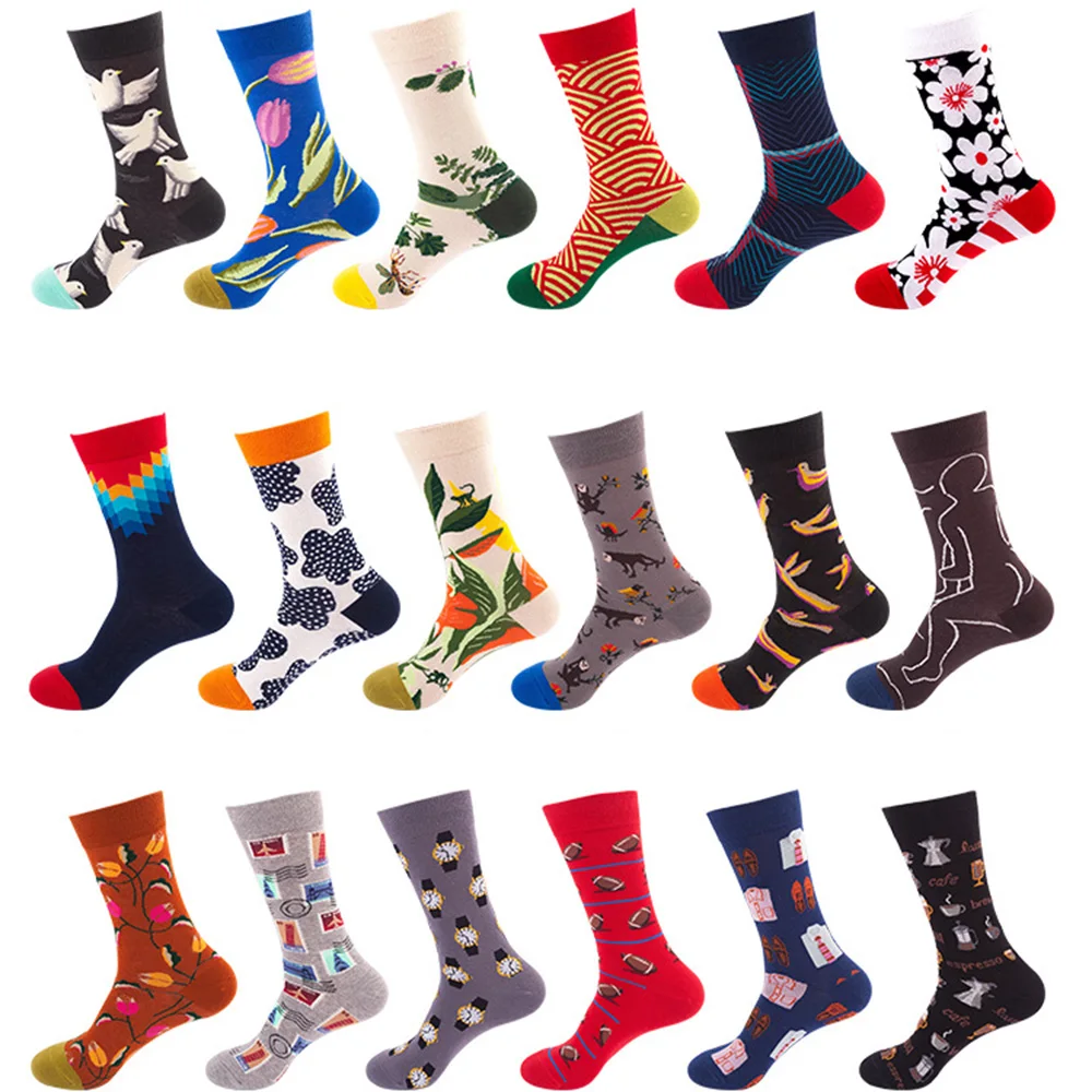 Зимние женские носки с изображением собак осьминог цветов растений каваи