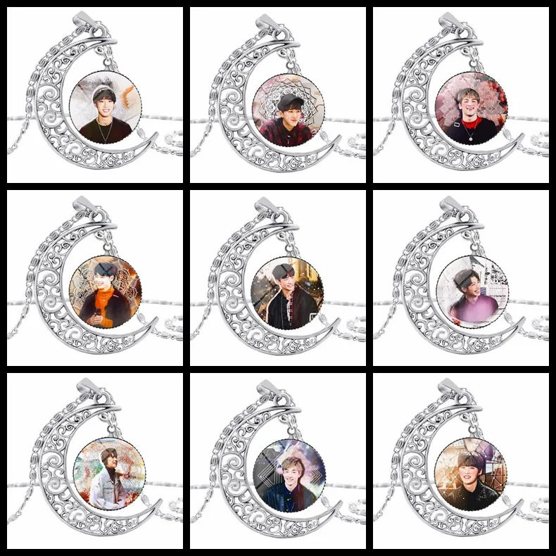 

Fashion Kpop Stray Kids moon pendant necklace Zinc Alloy Crystal fans gift korean style stray kids kpop necklace